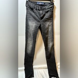 Hollister Black Slim Jeans with Distressed Texture